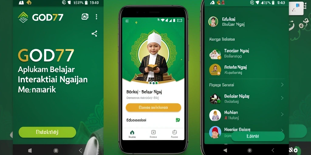 Screenshot utama GOD77 dengan tampilan antarmuka belajar ngaji yang menarik.