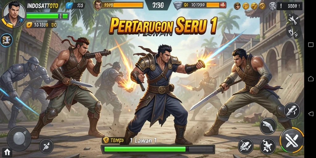 Screenshot INDOSATTOTO menampilkan pertarungan seru 1 lawan 1.