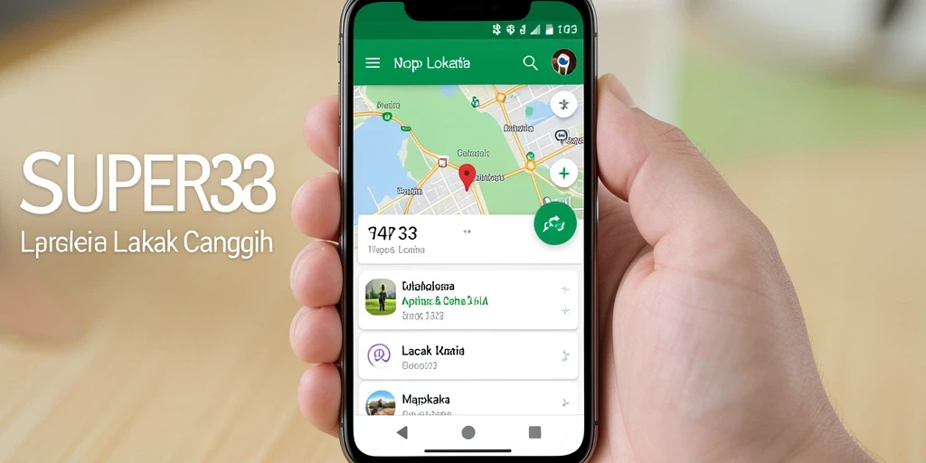 Tampilan antarmuka SUPER33 yang sederhana dan modern untuk lacak lokasi.