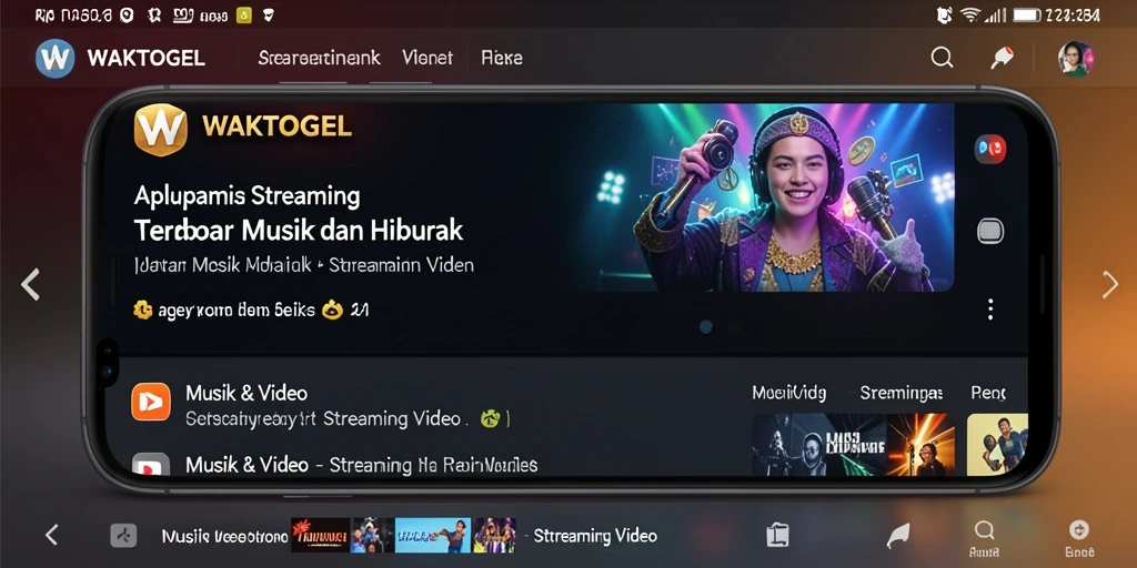 Antarmuka WAKTOGEL dengan berbagai pilihan video streaming.