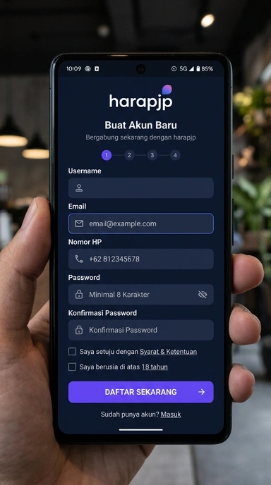 Cara Mudah Buat Akun Baru Harapjp untuk Pengguna Android